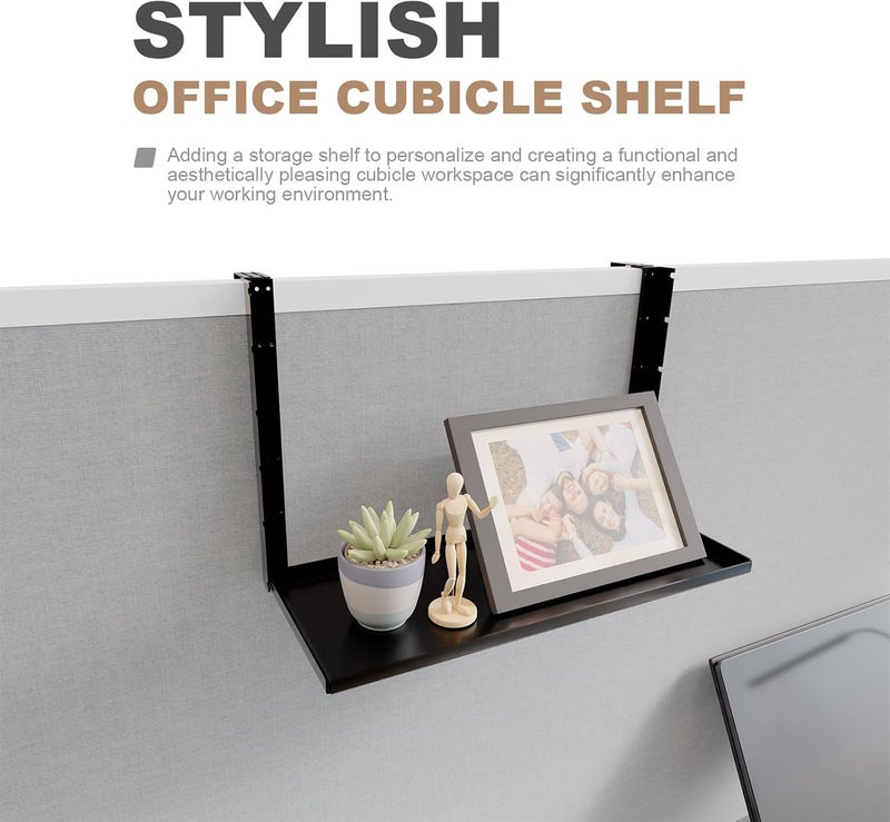 AKBFOX Office Cubicle Shelf - 14.2'' x 5.9'' Storage Organizer Floating Corner Rack Hanging Shelf Height Adjustable Home Office Essentials for Planter Statue Decor Photo Frame - Image 3